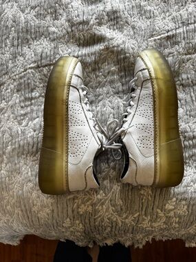 P448 White Leather Sneakers with Translucent Yellow Platform Solenoid